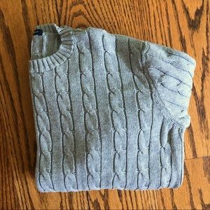 Grey cotton cable knit cropped Olsen sweater